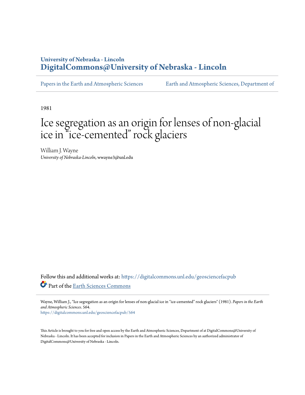 Ice Segregation As an Origin for Lenses of Non-Glacial Ice in Â•Œice