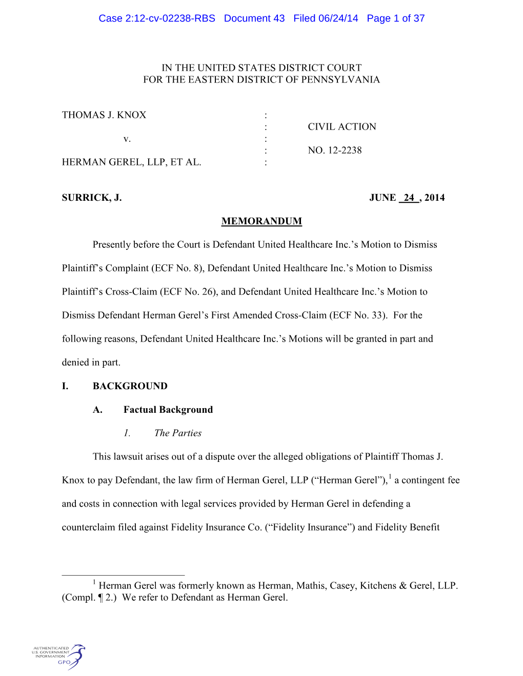 Case 2:12-Cv-02238-RBS Document 43 Filed 06/24/14 Page 1 of 37