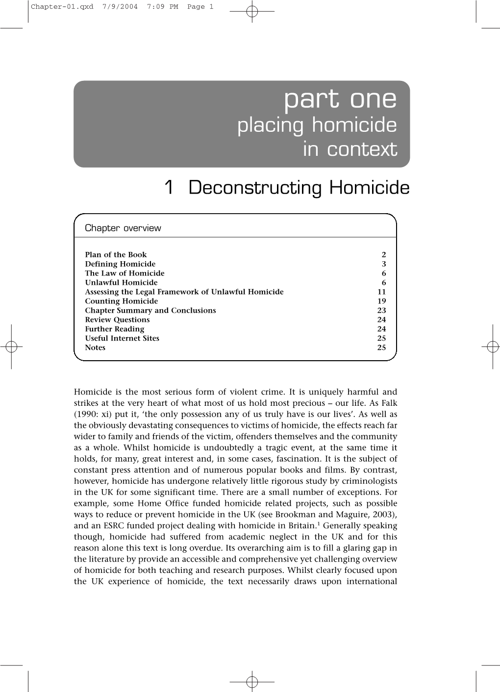 Chapter 10) and the Potential for Reducing Or Prevent- Ing Homicide (Chapter 11)