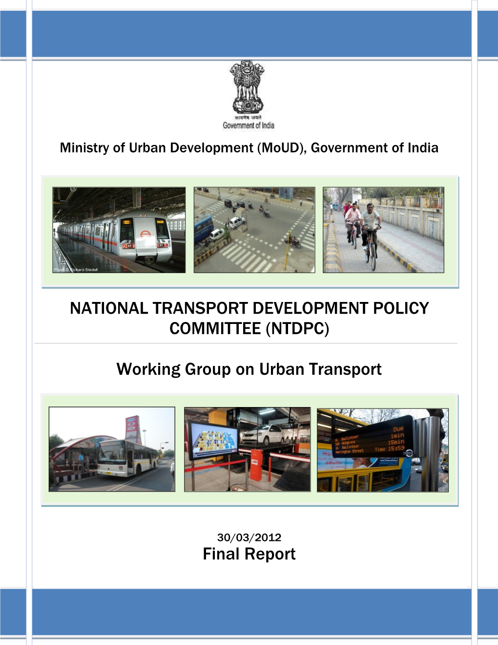 NTDPC on Urban Transport- Final Report