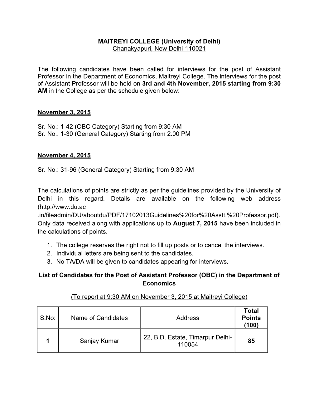 MAITREYI COLLEGE (University of Delhi) Chanakyapuri, New Delhi-110021