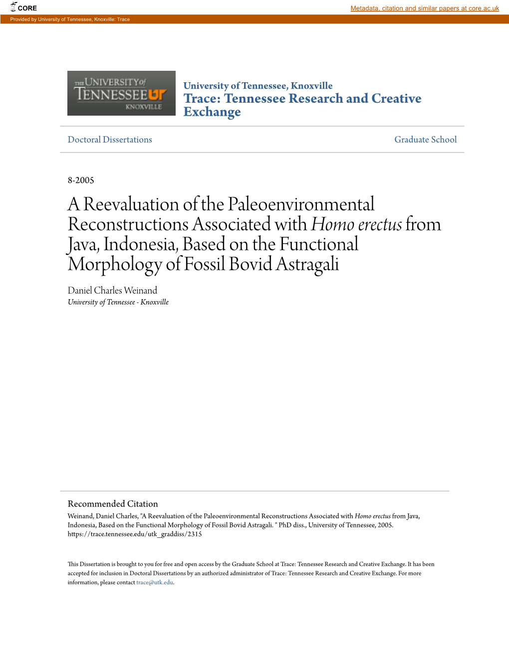 A Reevaluation of the Paleoenvironmental