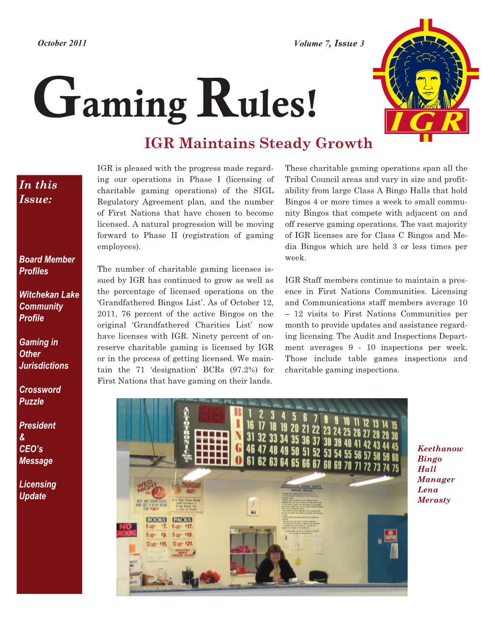 IGR Gaming Rules Newsletter