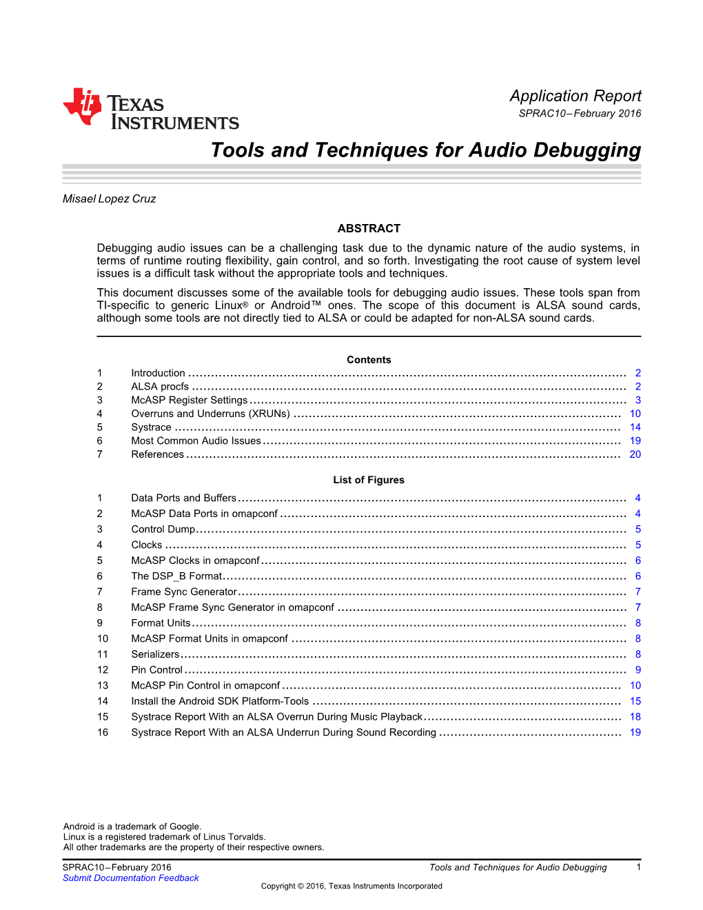 Tools and Techniques for Audio Debugging