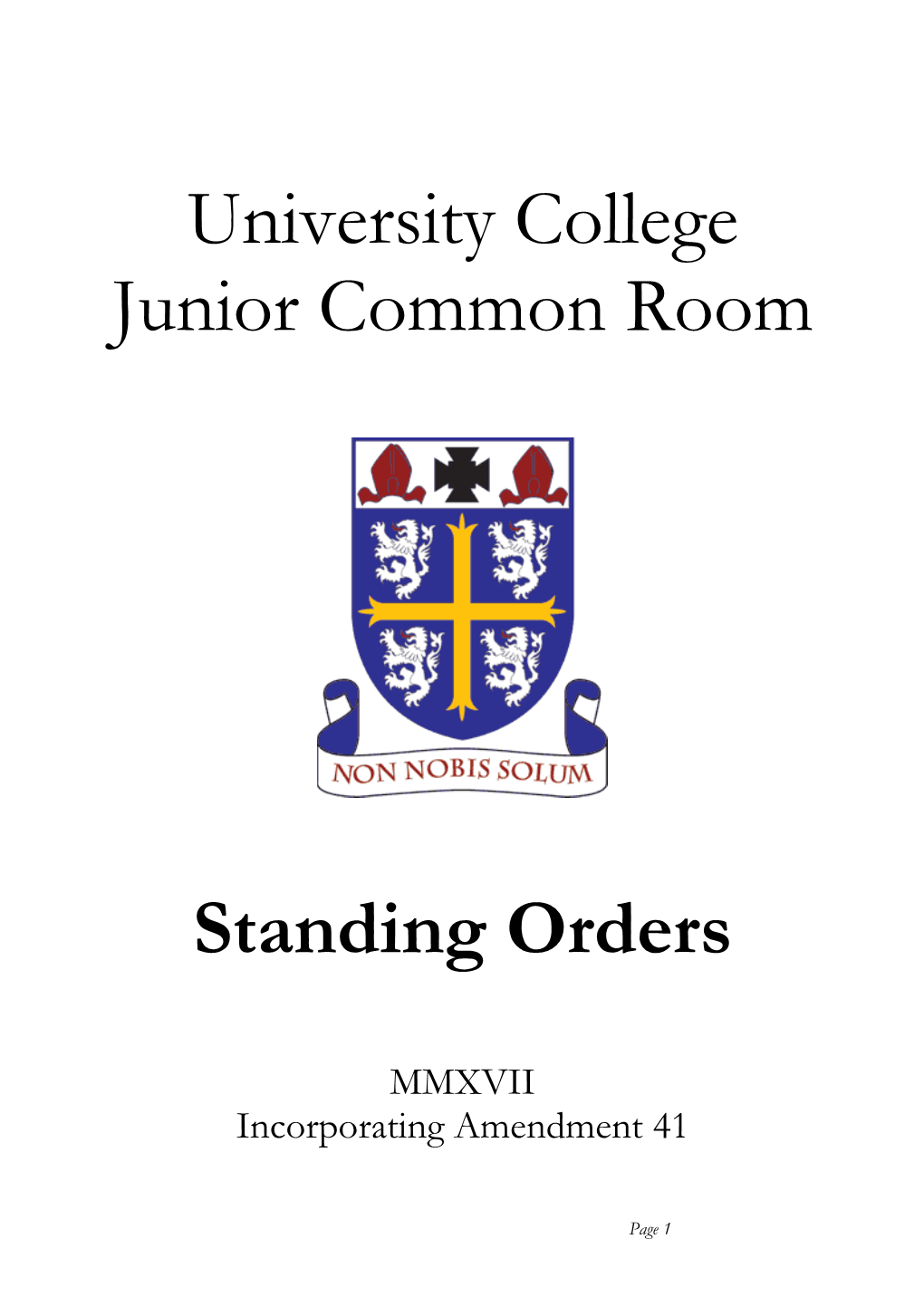 University College Junior Common Room Standing Orders