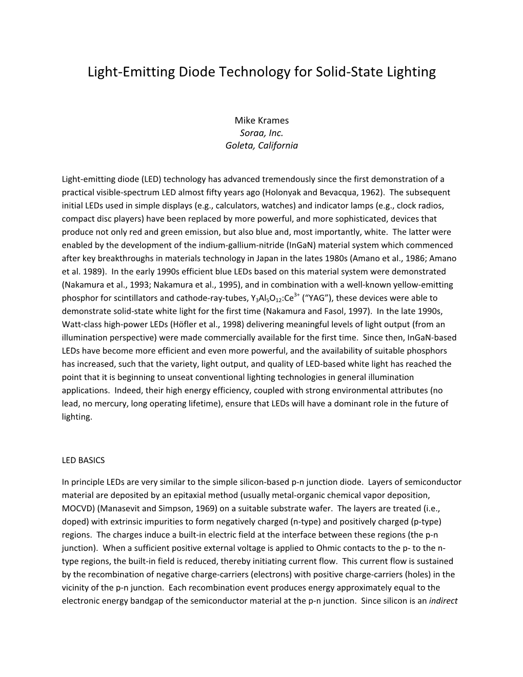 Light-Emitting Diode Technology for Solid-State Lighting (Paper)