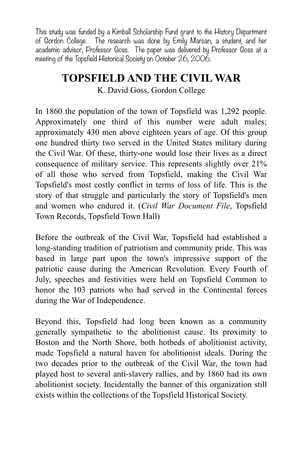 Topsfield and the Civil War.Pages