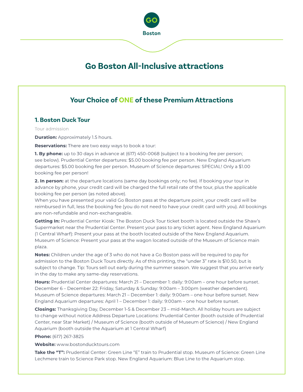 Go Boston All-Inclusive Attractions