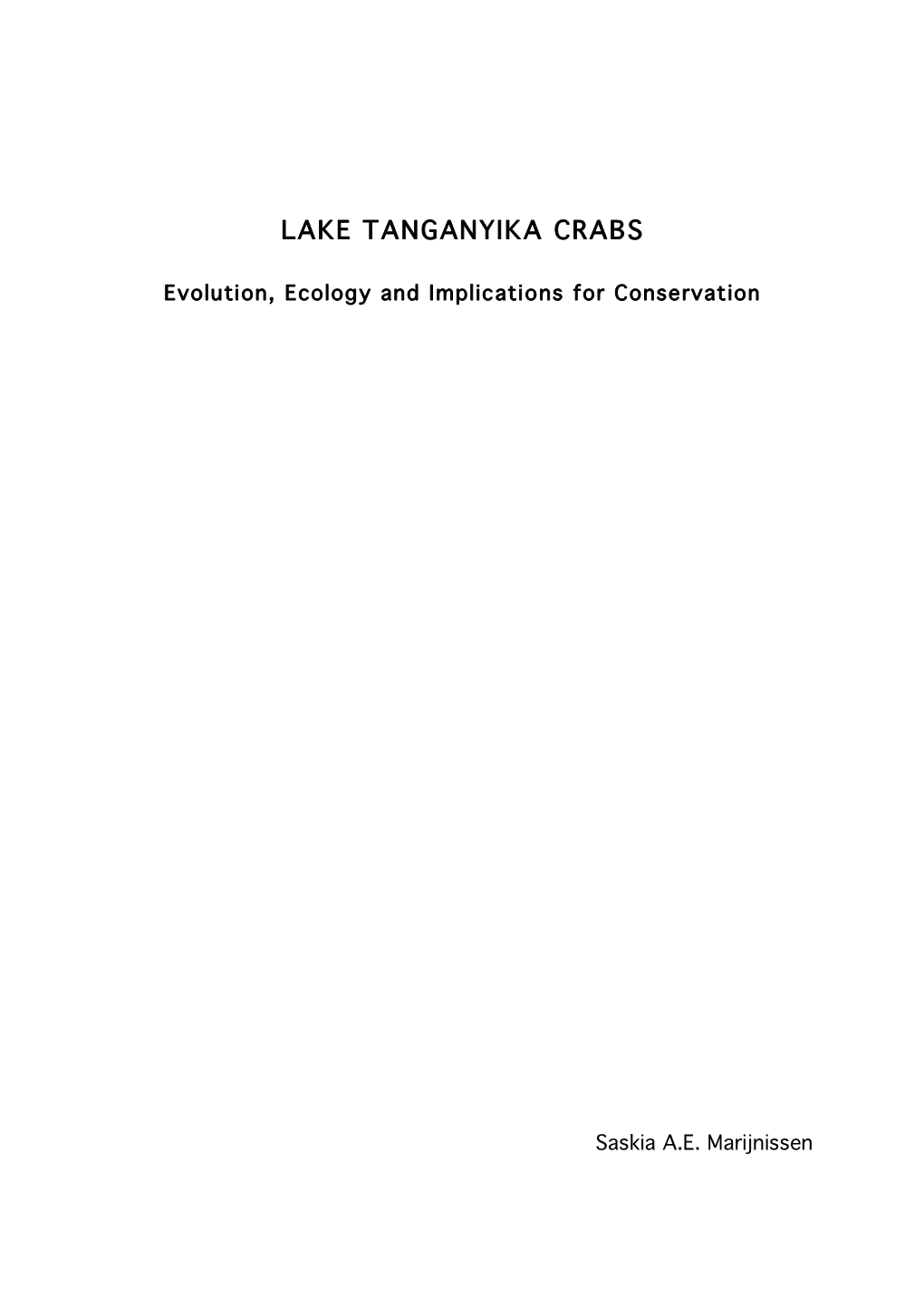 Lake Tanganyika Crabs