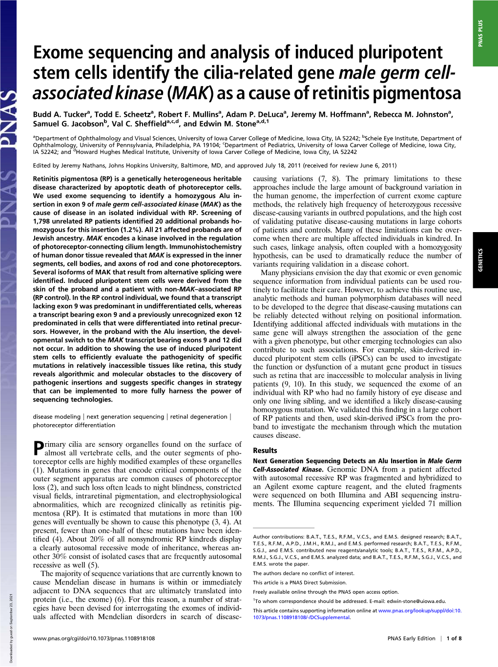 Exome Sequencing and Analysis of Induced Pluripotent Stem Cells