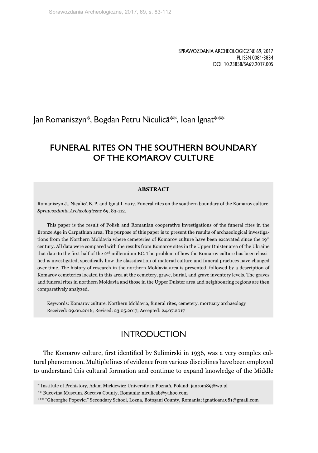 Funeral Rites on the Southern Boundary of the Komarov Culture