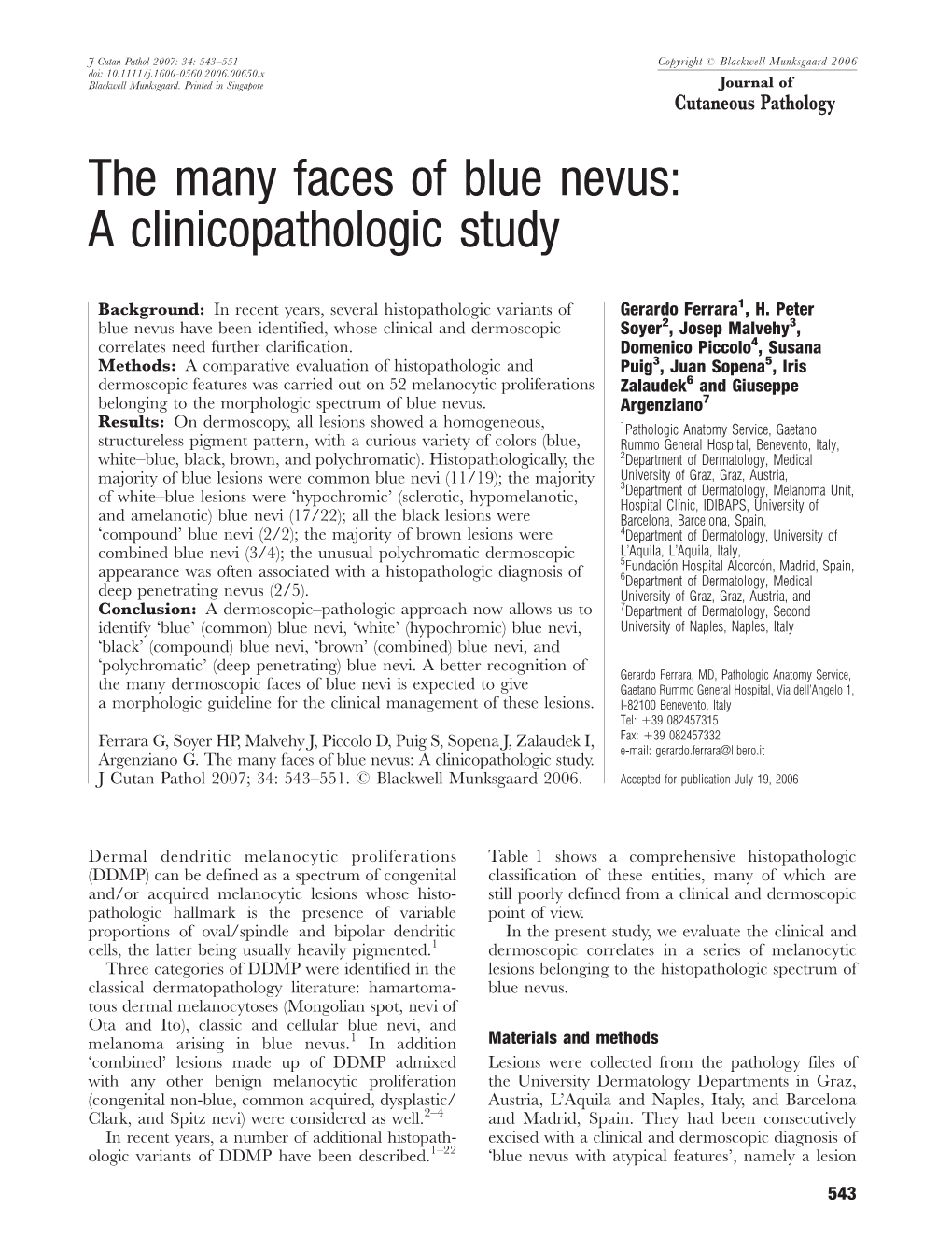 The Many Faces of Blue Nevus: a Clinicopathologic Study