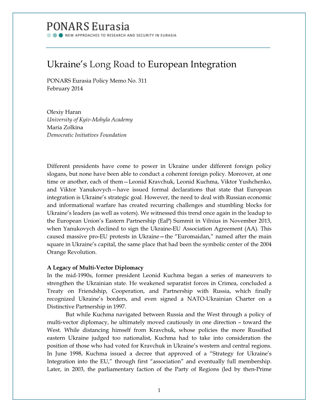 Ukraine's Long Road to European Integration