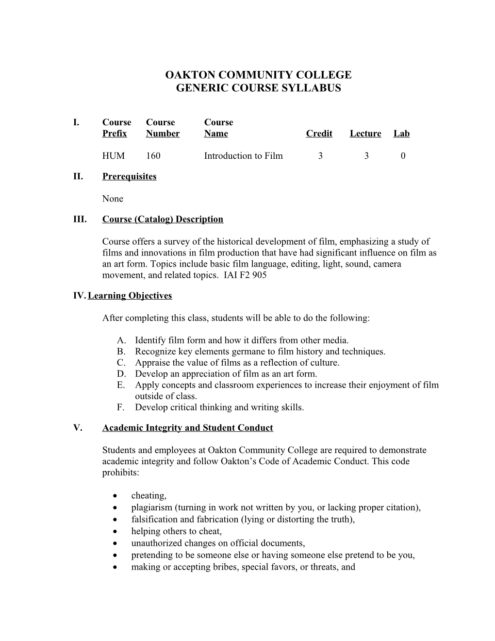 Generic Course Syllabus Page 5