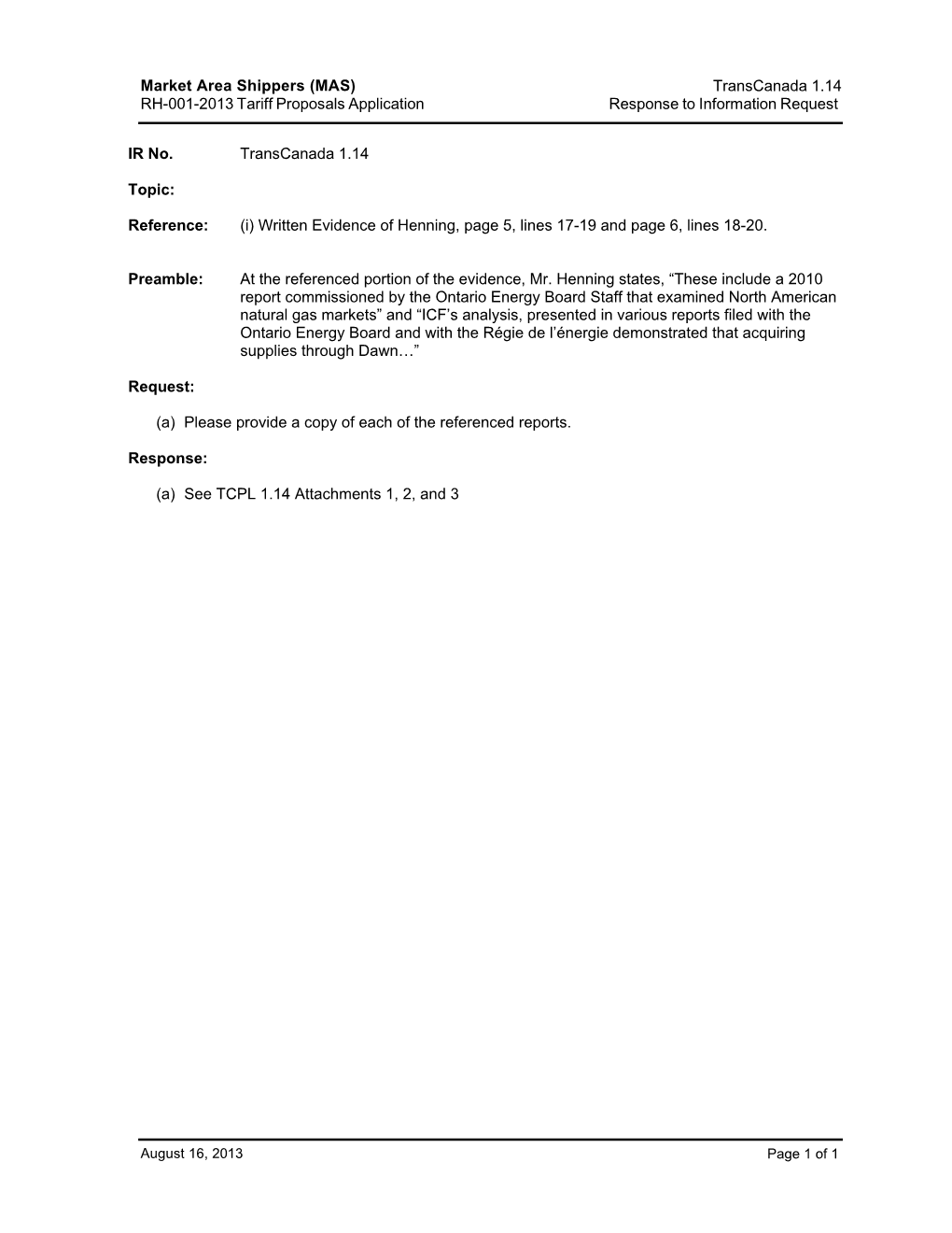 (MAS) RH-001-2013 Tariff Proposals Application Transcanada 1.14