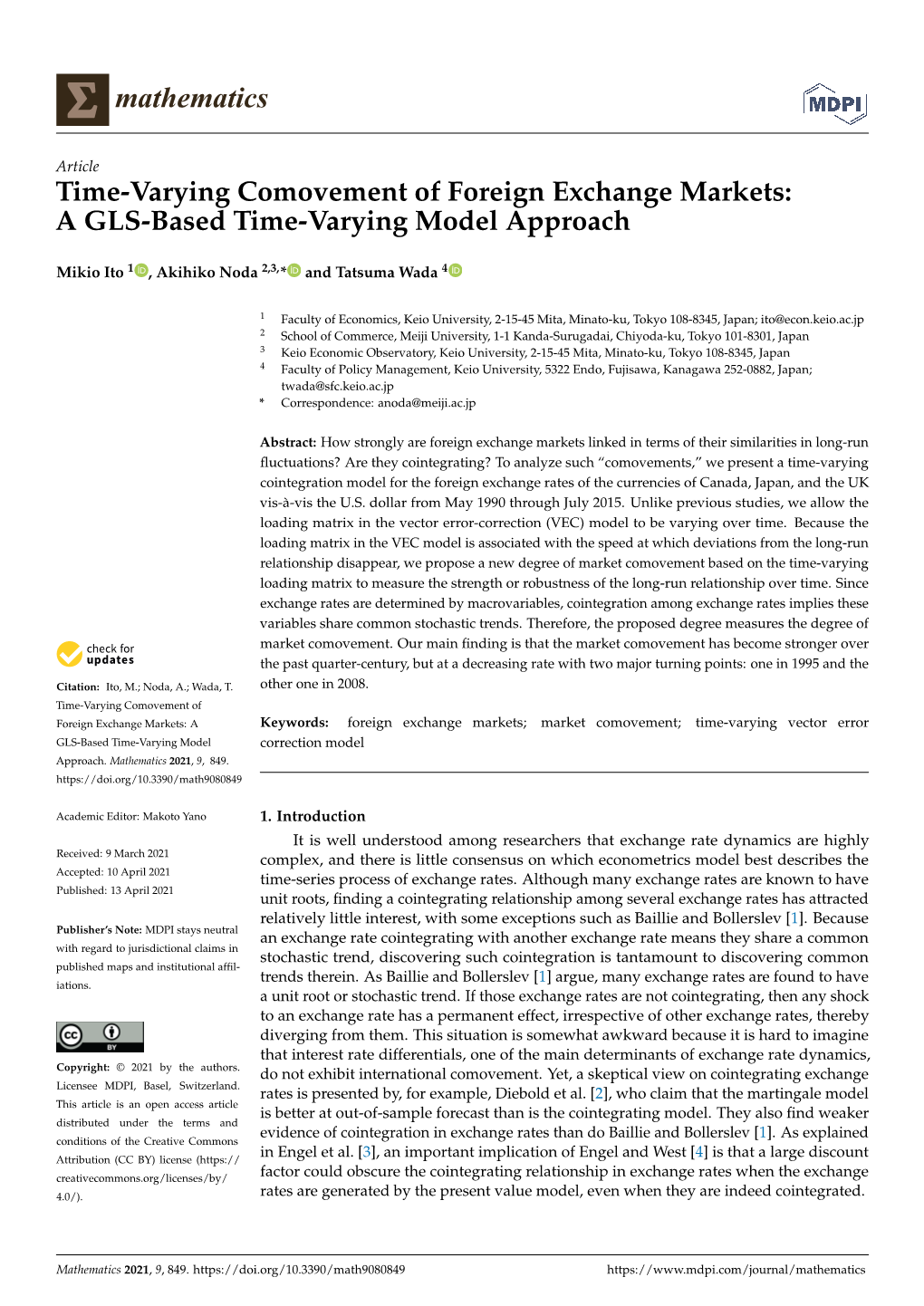 Time-Varying Comovement of Foreign Exchange Markets: a GLS-Based Time-Varying Model Approach