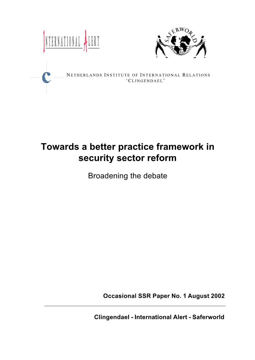 Towards a Better Practice Framework in Security Sector Reform