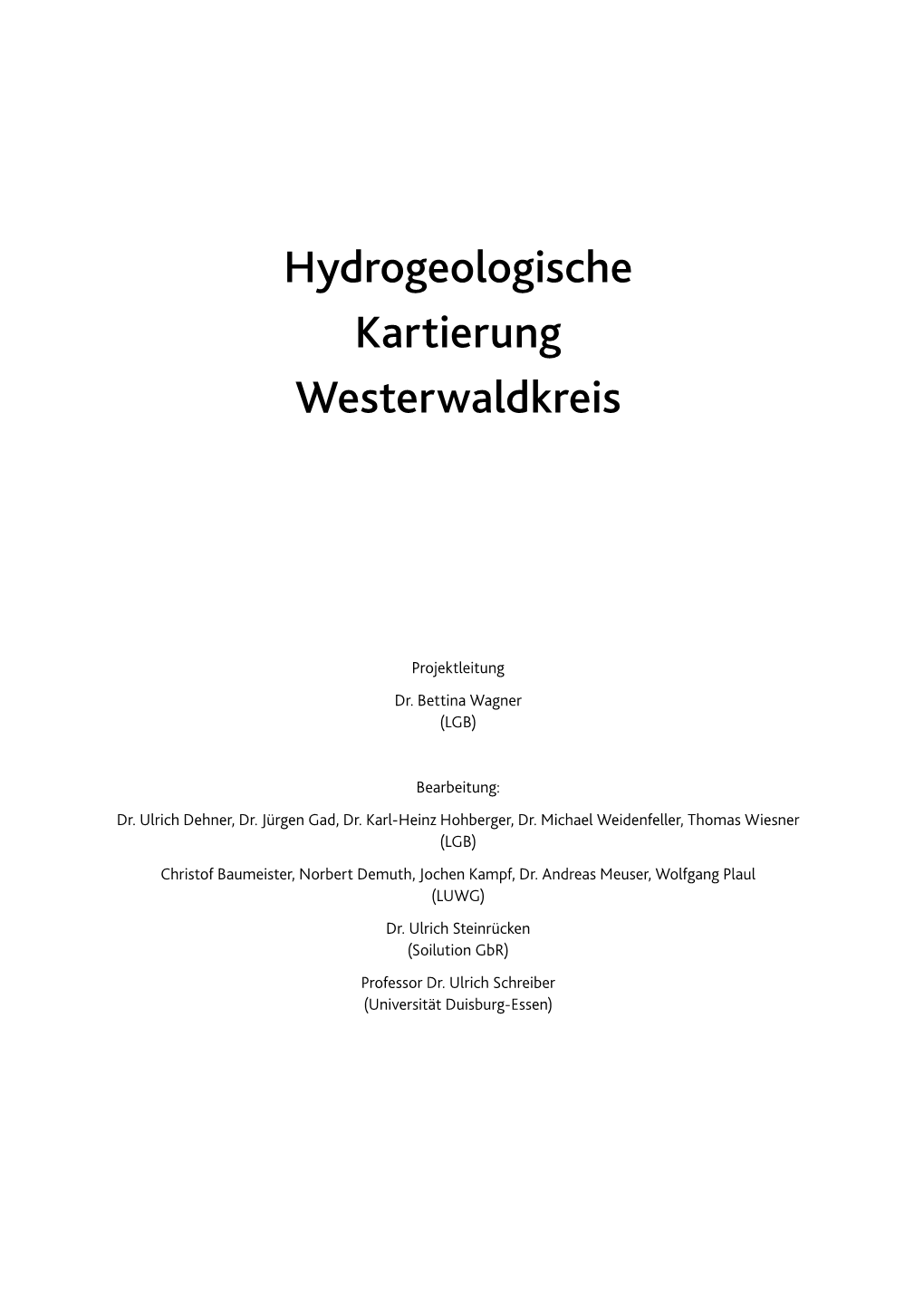 Hydrogeologische Kartierung Westerwaldkreis