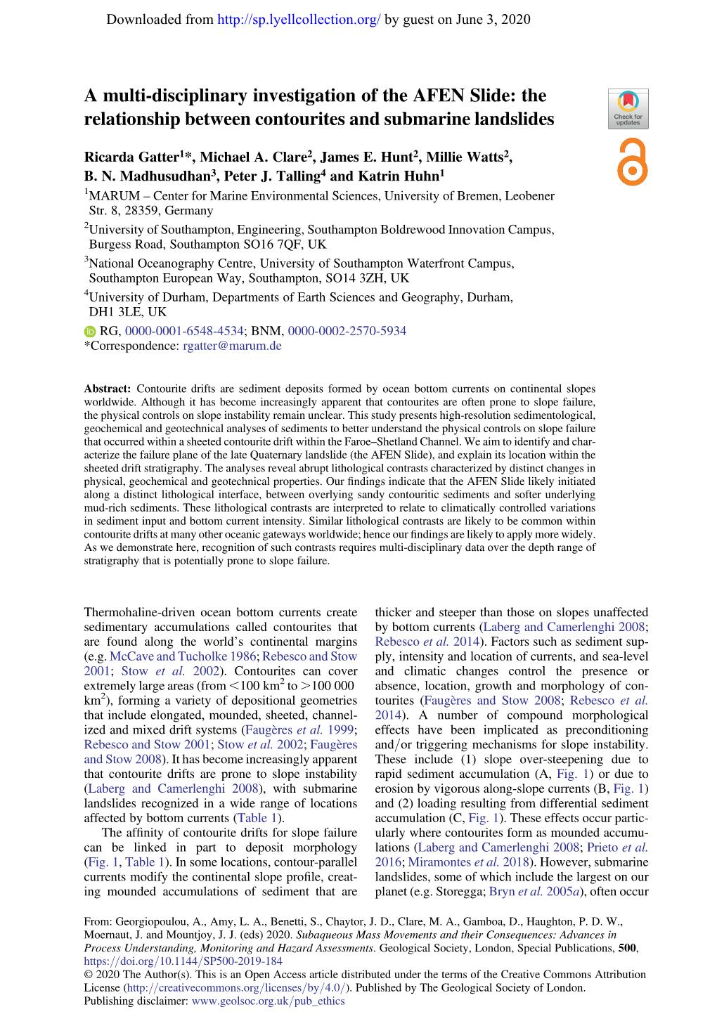 A Multi-Disciplinary Investigation of the AFEN Slide: the Relationship Between Contourites and Submarine Landslides