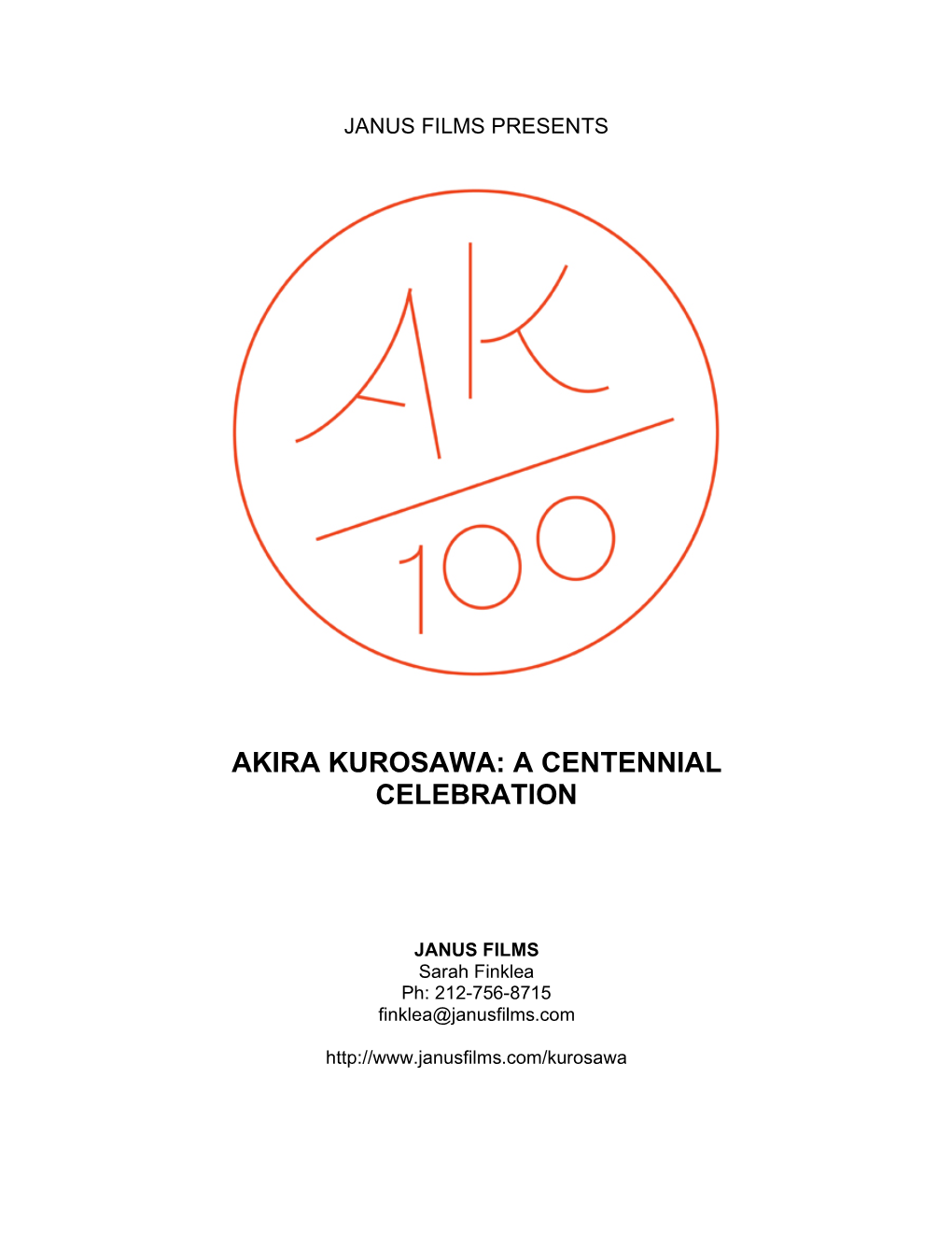 Akira Kurosawa: a Centennial Celebration