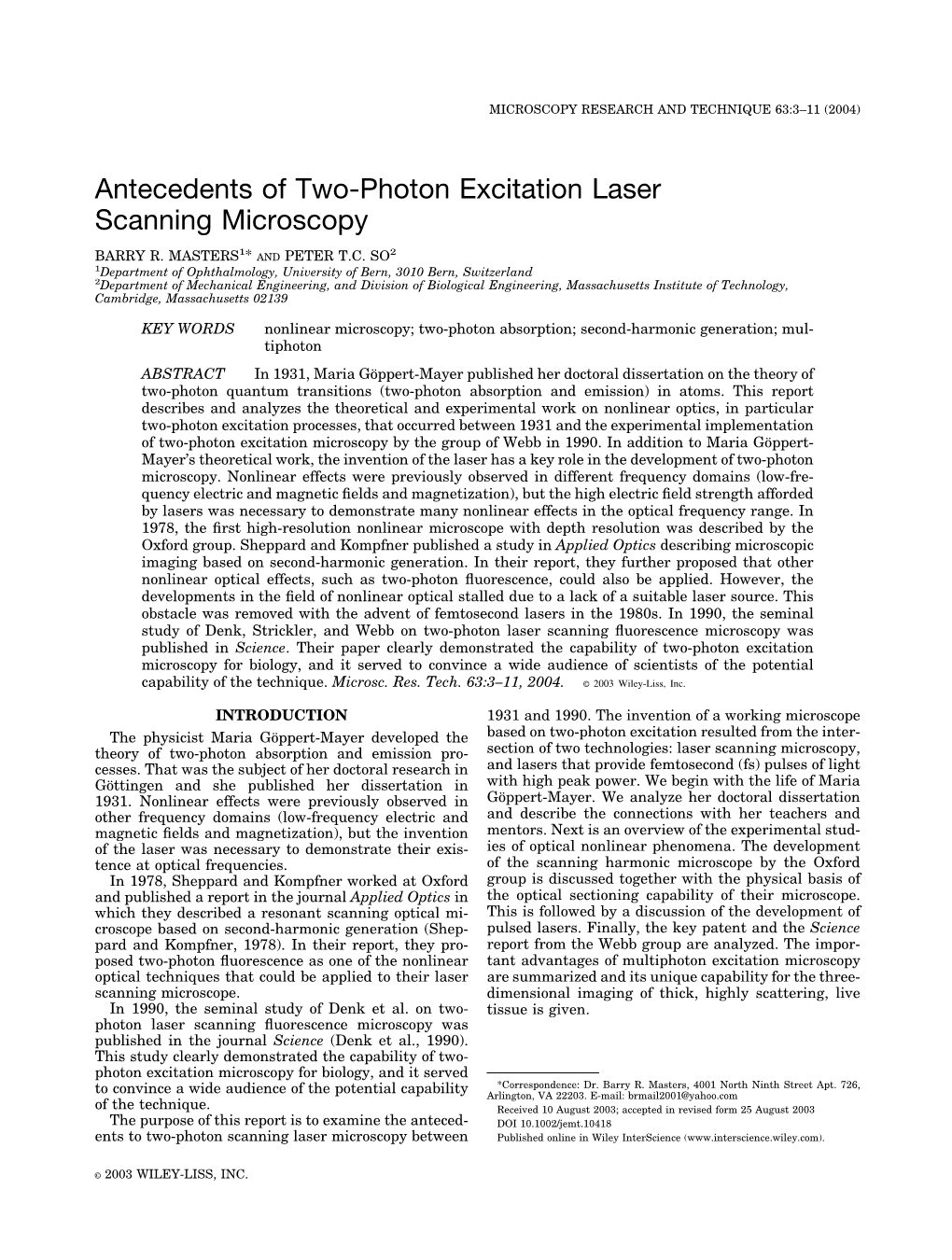 Antecedents of Two-Photon Excitation Laser Scanning Microscopy