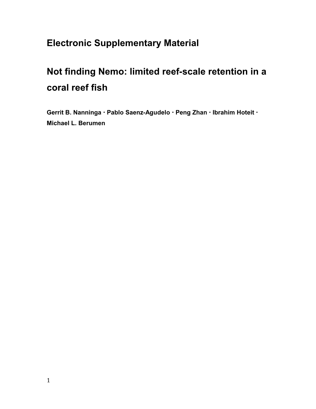 Not Finding Nemo: Limited Reef-Scale Retention in a Coral Reef Fish