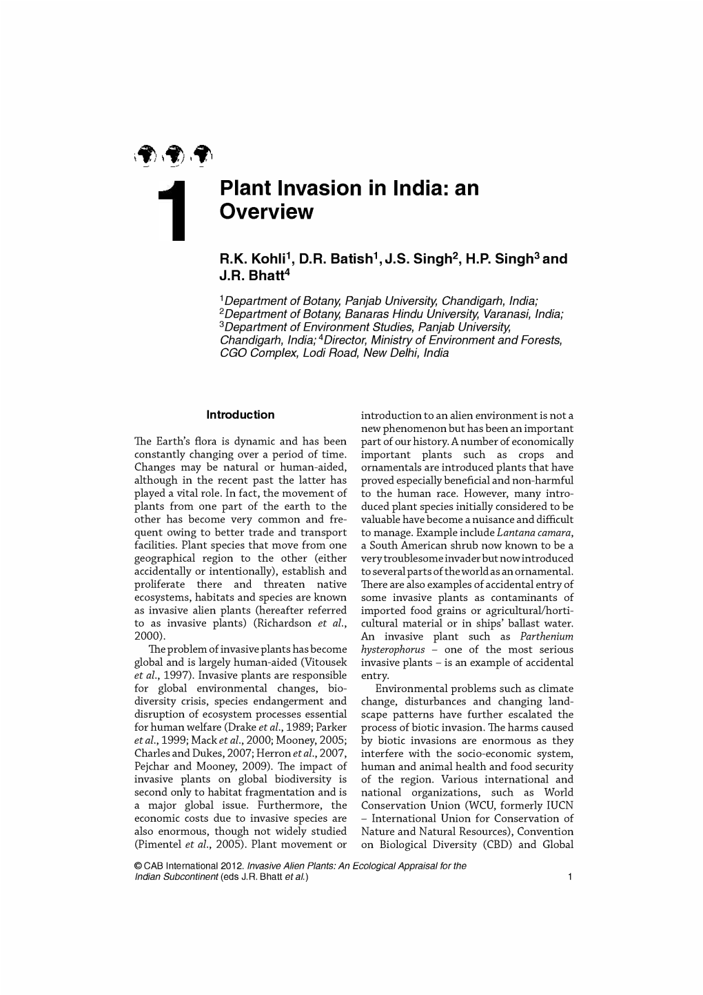 Plant Invasion in India: an Overview