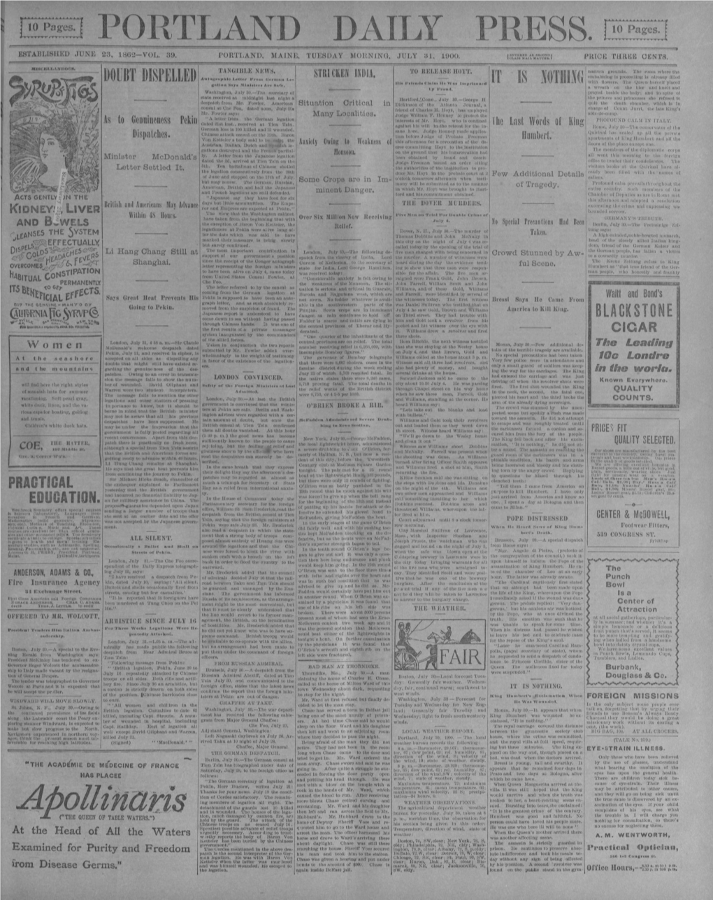 Portland Daily Press: July 31, 1900