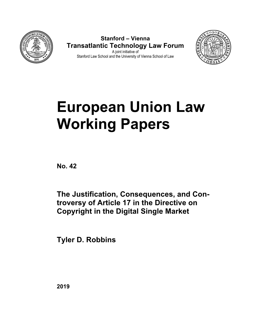 EU Law WP 42 Robbins Cover+Paper