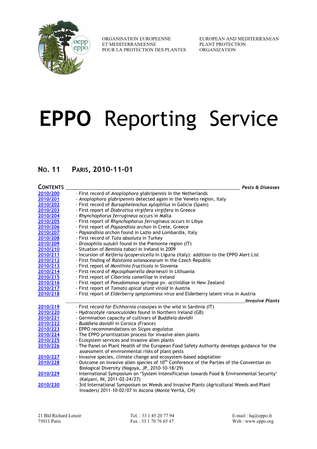 EPPO Reporting Service