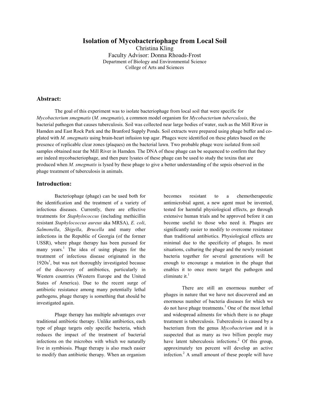 Isolation of Mycobacteriophage from Local Soil