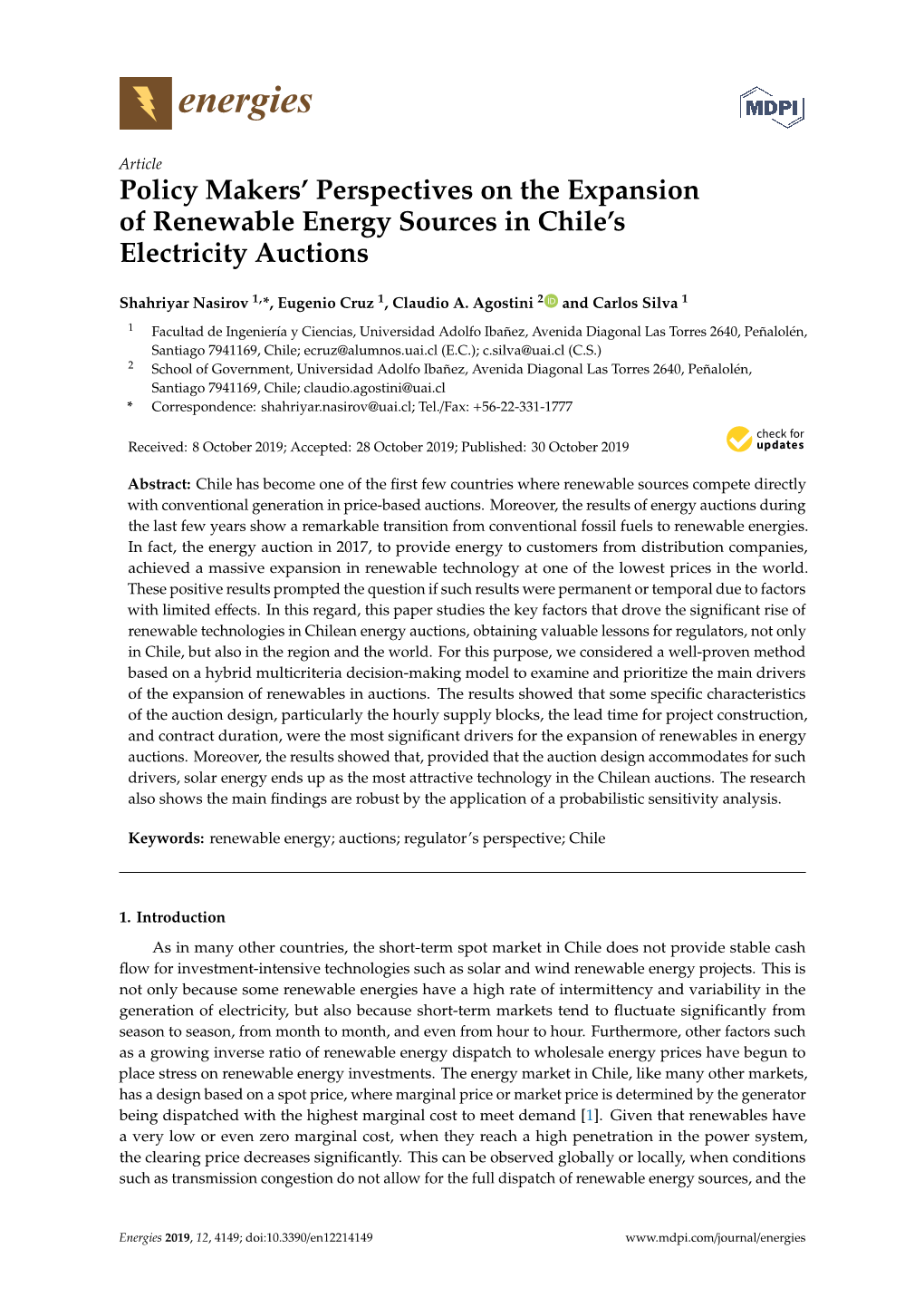 Policy Makers' Perspectives on the Expansion of Renewable Energy