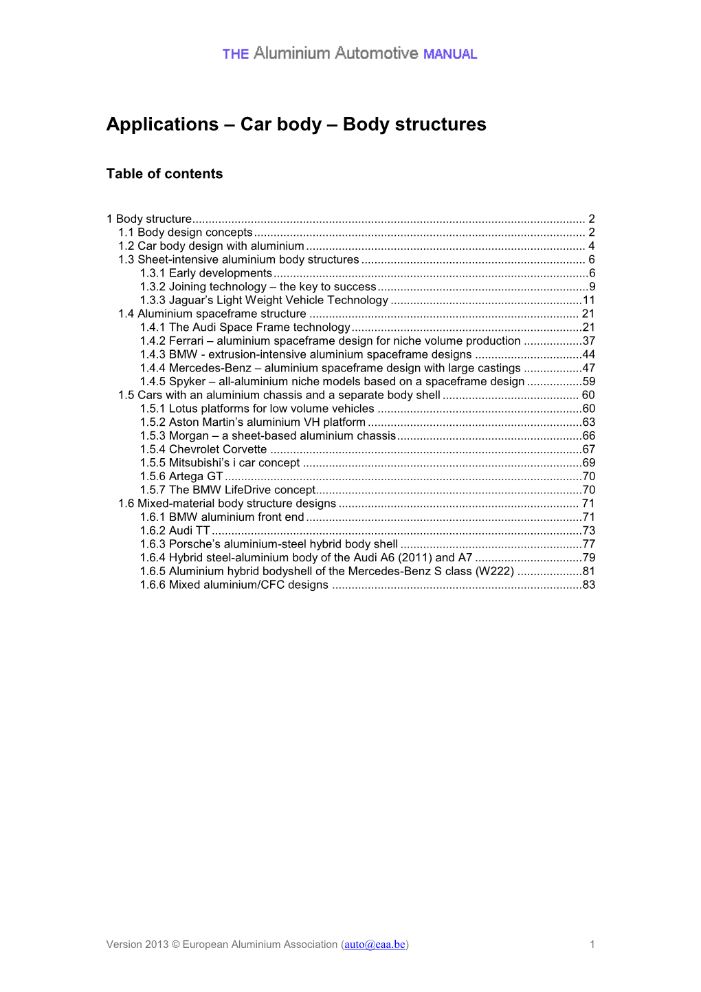 Applications – Car Body – Body Structures