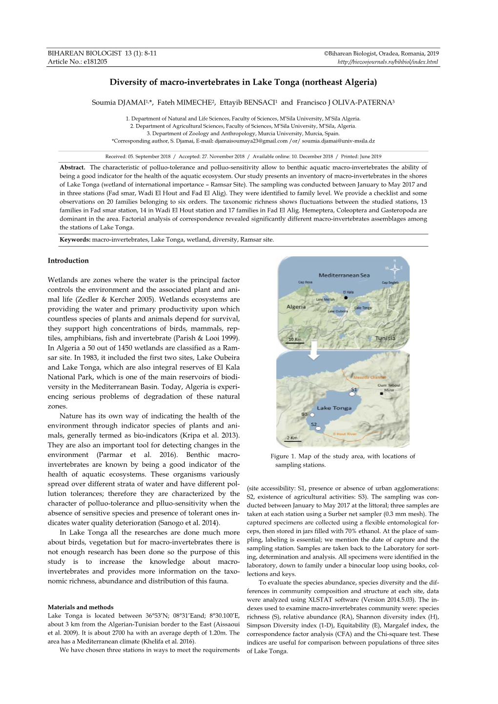 Diversity of Macro-Invertebrates in Lake Tonga (Northeast Algeria)