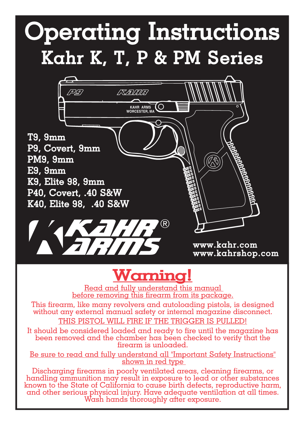 K&P Series Operating Instructions