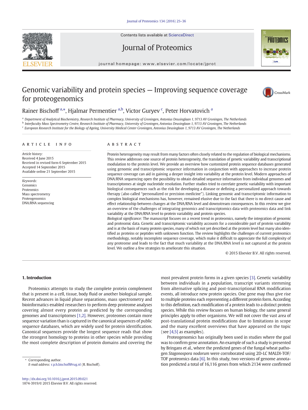 Genomic Variability and Protein Species — Improving Sequence Coverage for Proteogenomics