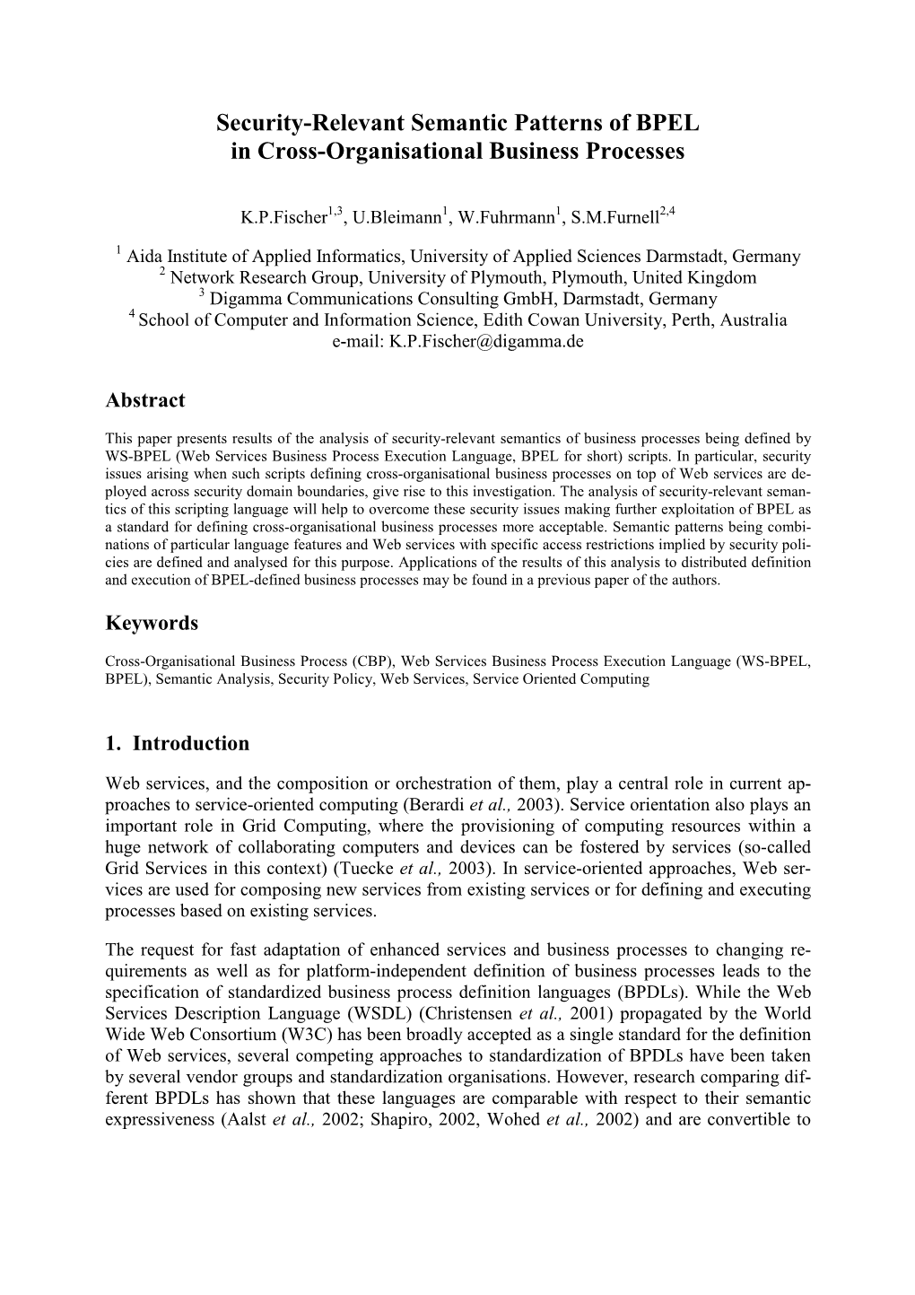 Security-Relevant Semantic Patterns of BPEL in Cross-Organisational Business Processes