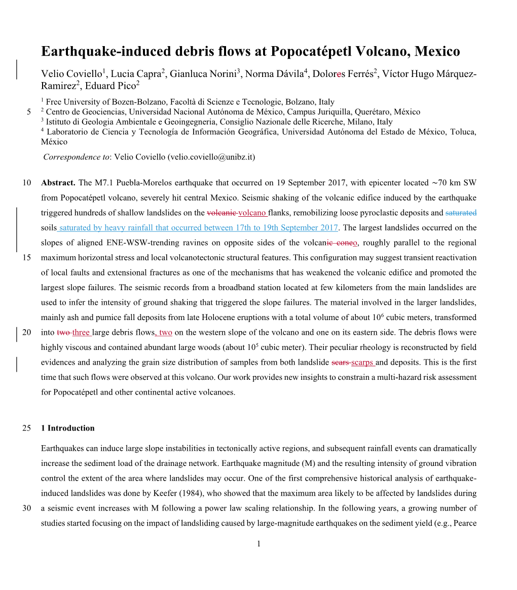 Earthquake-Induced Debris Flows At