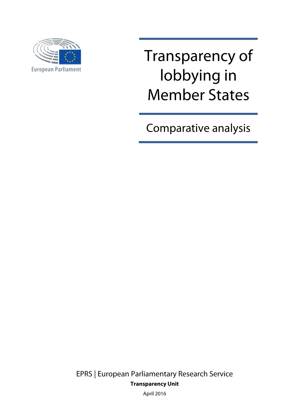 Transparency of Lobbying in Member States