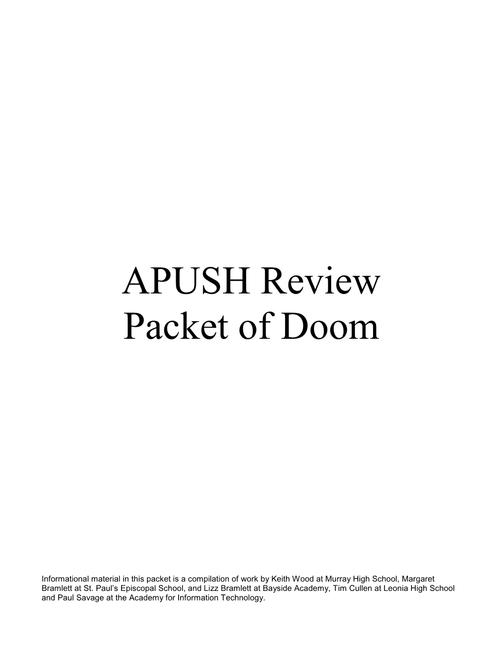 APUSH Review Packet of Doom