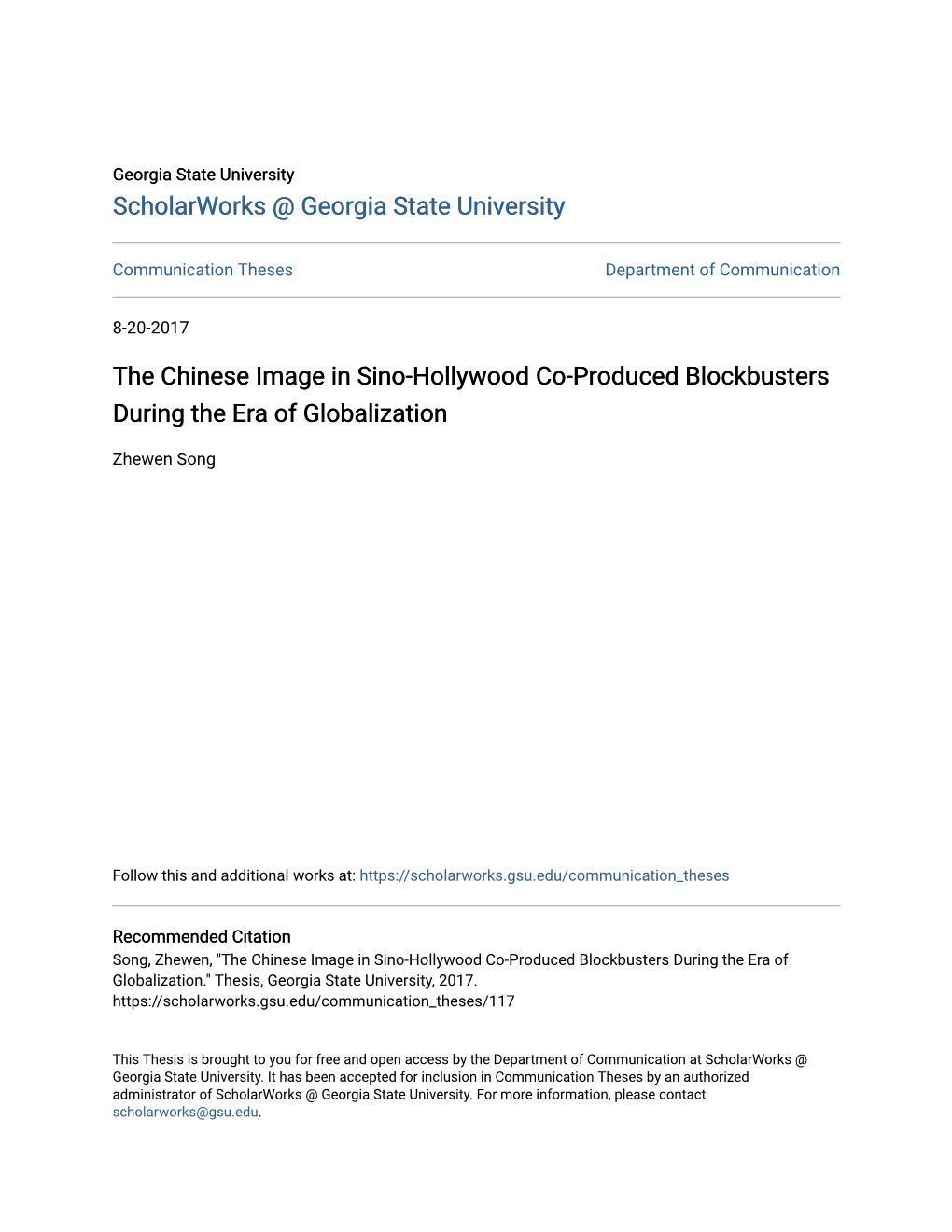 The Chinese Image in Sino-Hollywood Co-Produced Blockbusters During the Era of Globalization