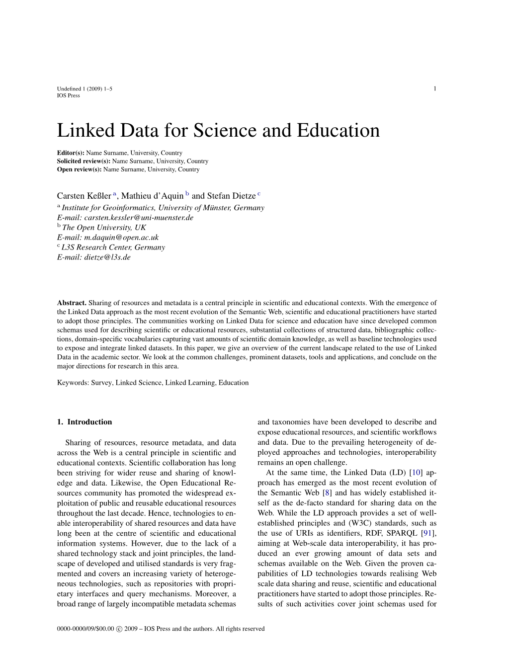 Linked Data for Science and Education