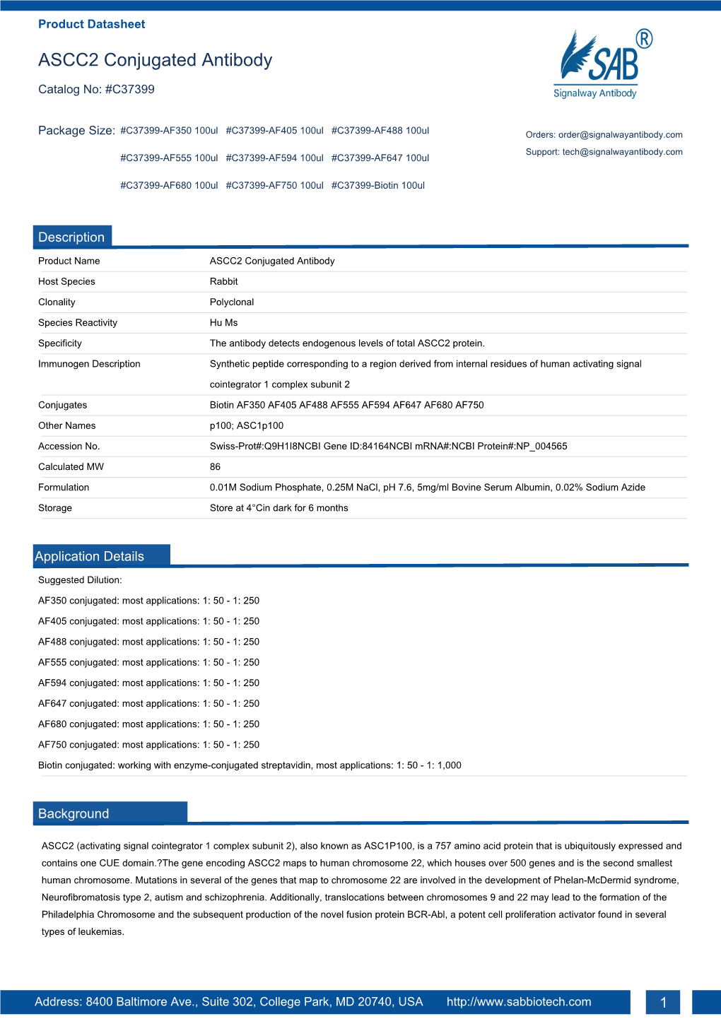 ASCC2 Conjugated Antibody