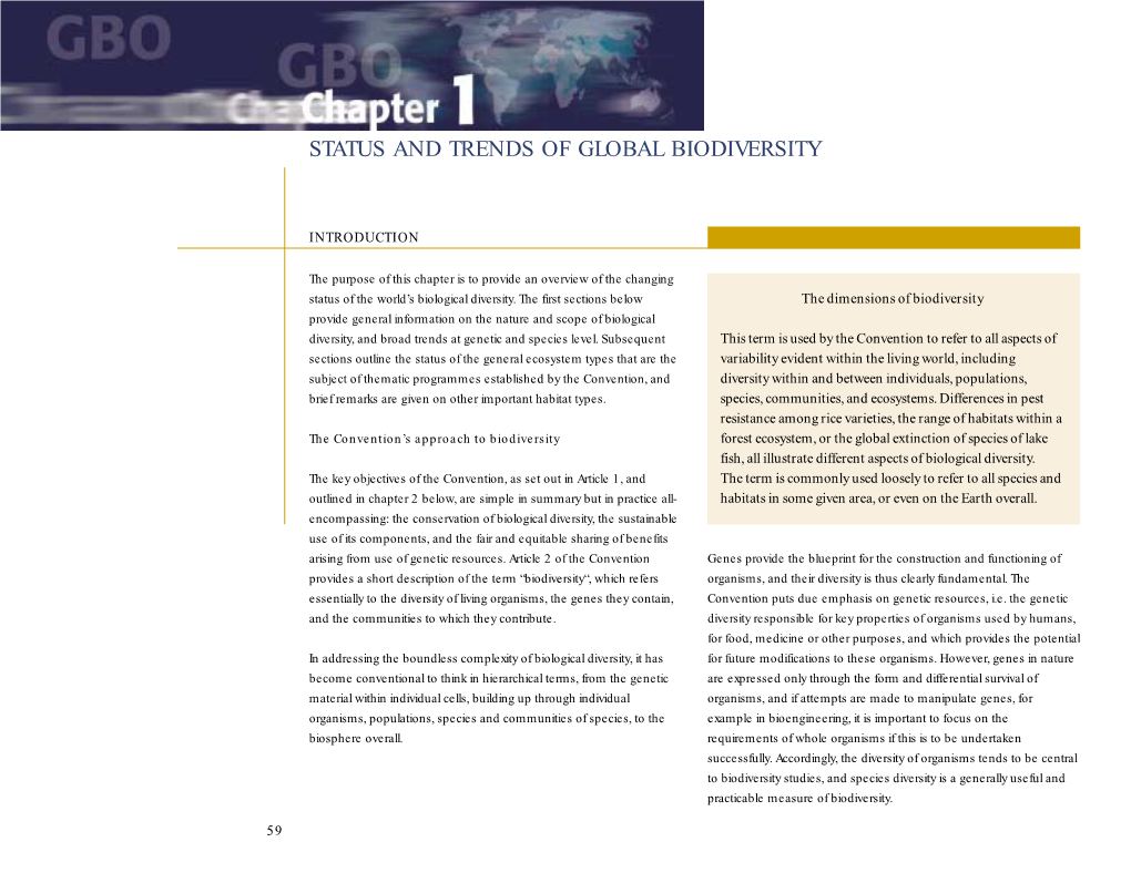 Status and Trends of Global Biodiversity