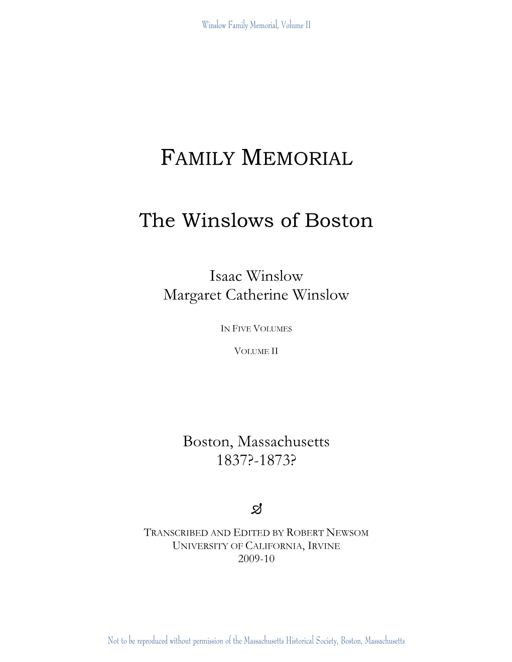 The Winslows of Boston
