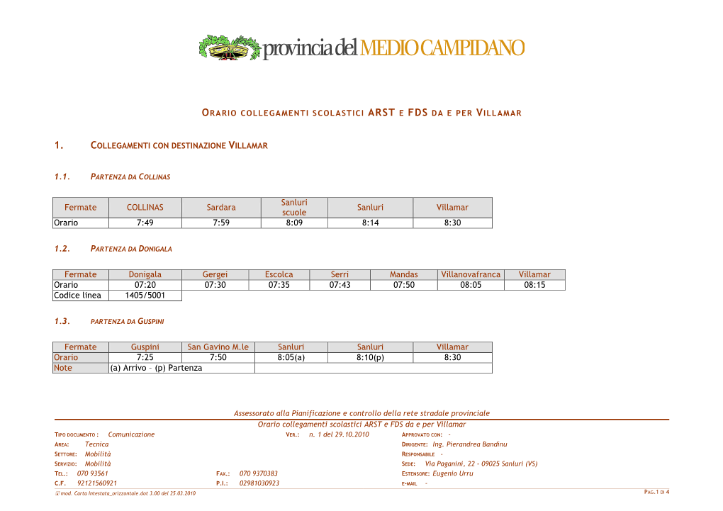 Carta Intestata Orizzontale.Dot 3.00 Del 25.03.2010 PAG.1 DI 4