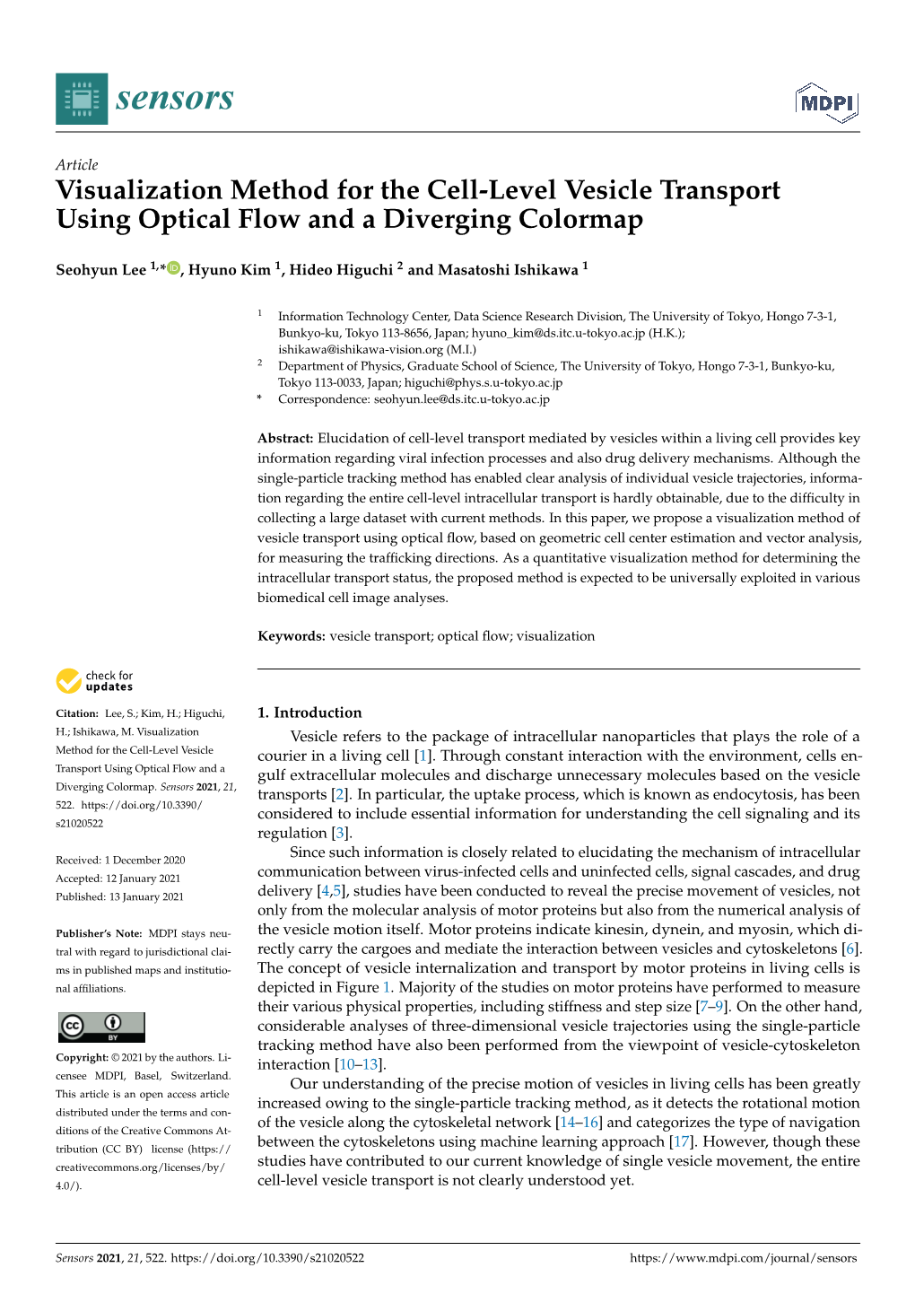 Visualization Method for the Cell-Level Vesicle Transport Using Optical Flow and a Diverging Colormap