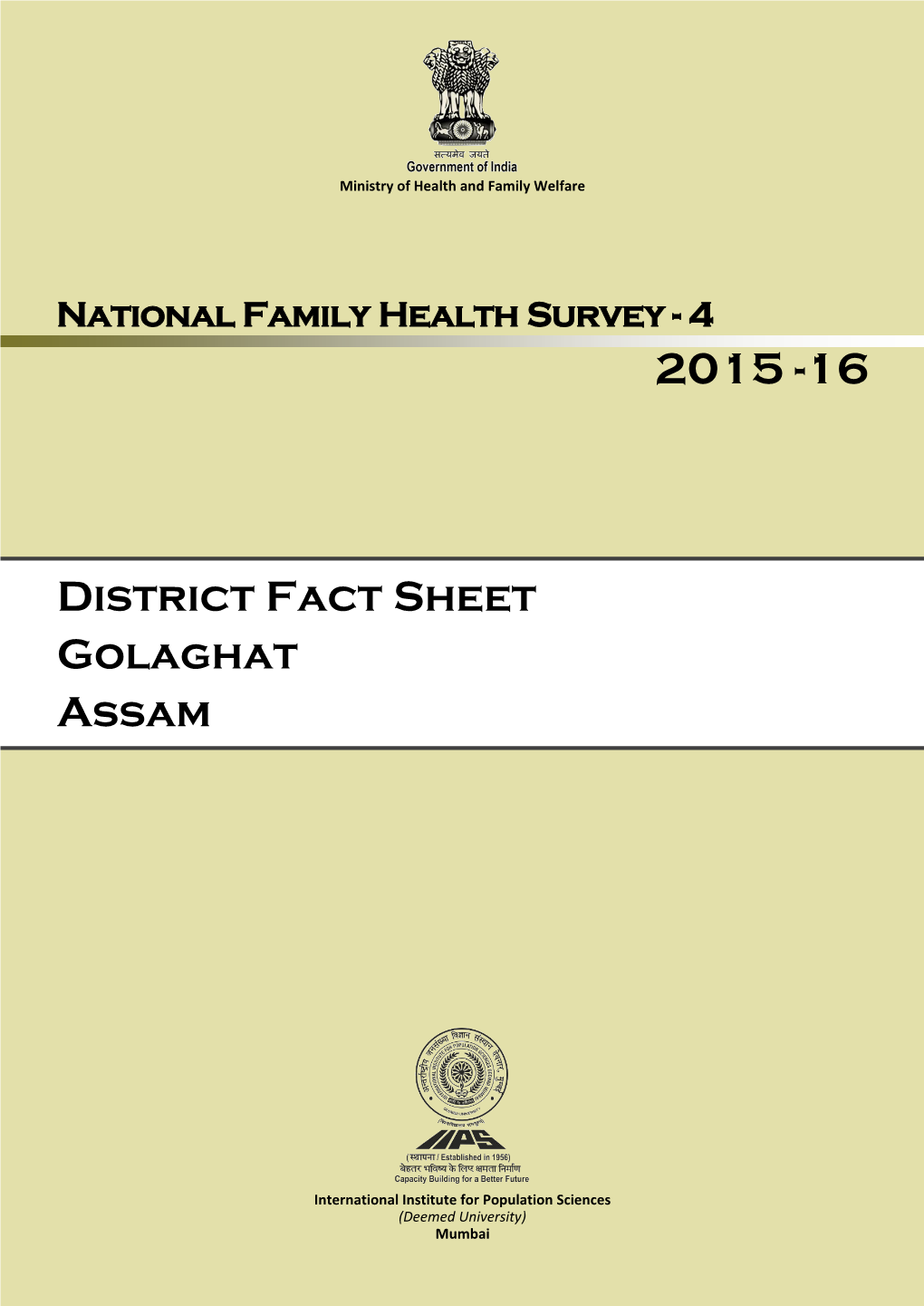 District Fact Sheet Golaghat Assam