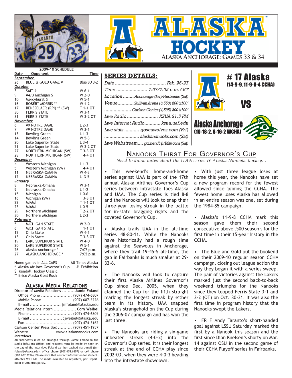 Alaska Anchorage: Games 33 & 34 ®