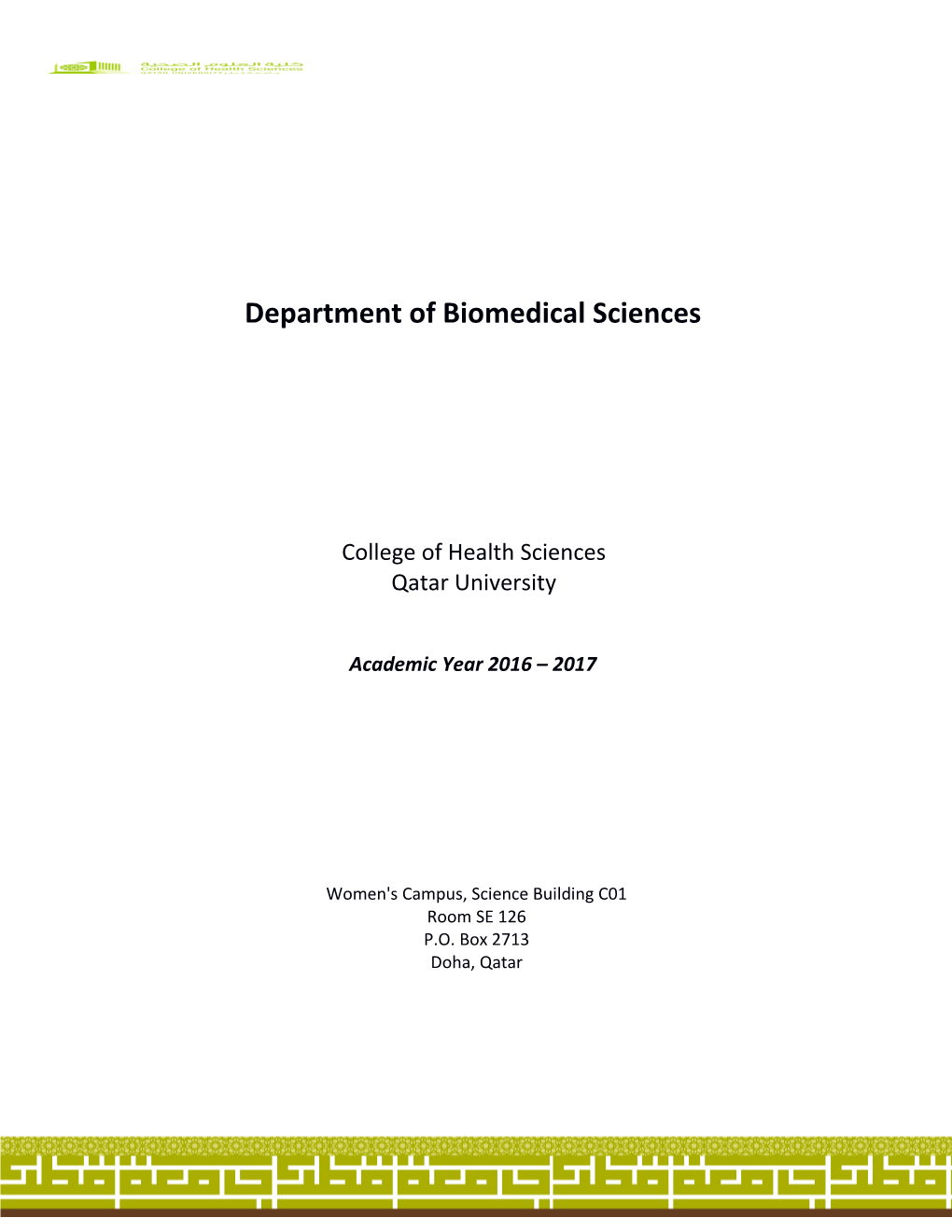 Department of Biomedical Sciences